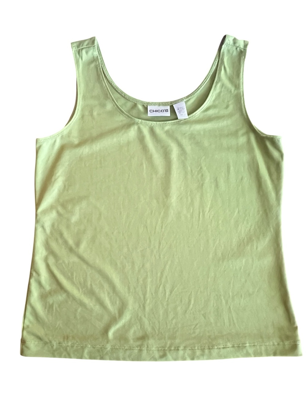 Chico’s Celery Green Scoop Neck Tank Top Soft Stretch Basic 1
